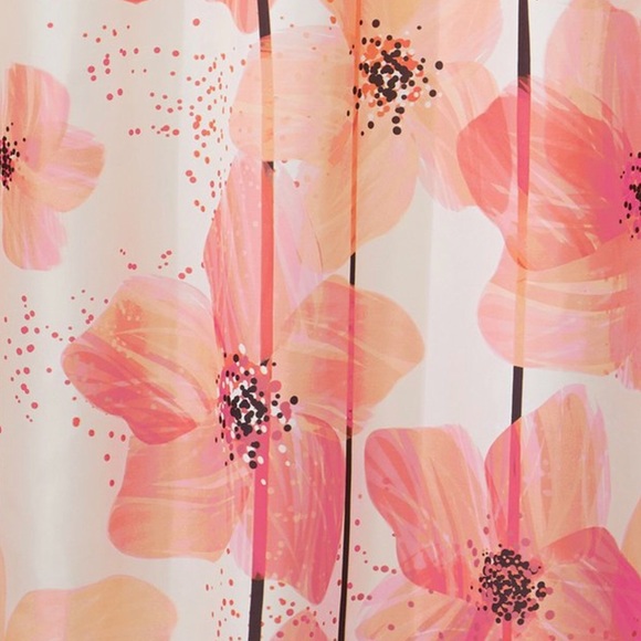 🌸 Coral/Pink Hibiscus Flower Shower Curtain 🌸 - Picture 2 of 7